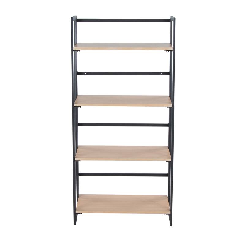 Dakota Contemporary Bookcase in Painted Metal and Natural Wood