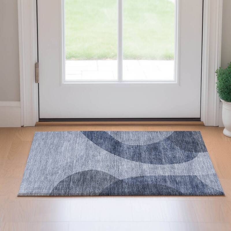 Premium Washable Super Soft Contemporary Vibes Mayfield Rug - Blue - 1' 8" x 2' 6" - Rectangle