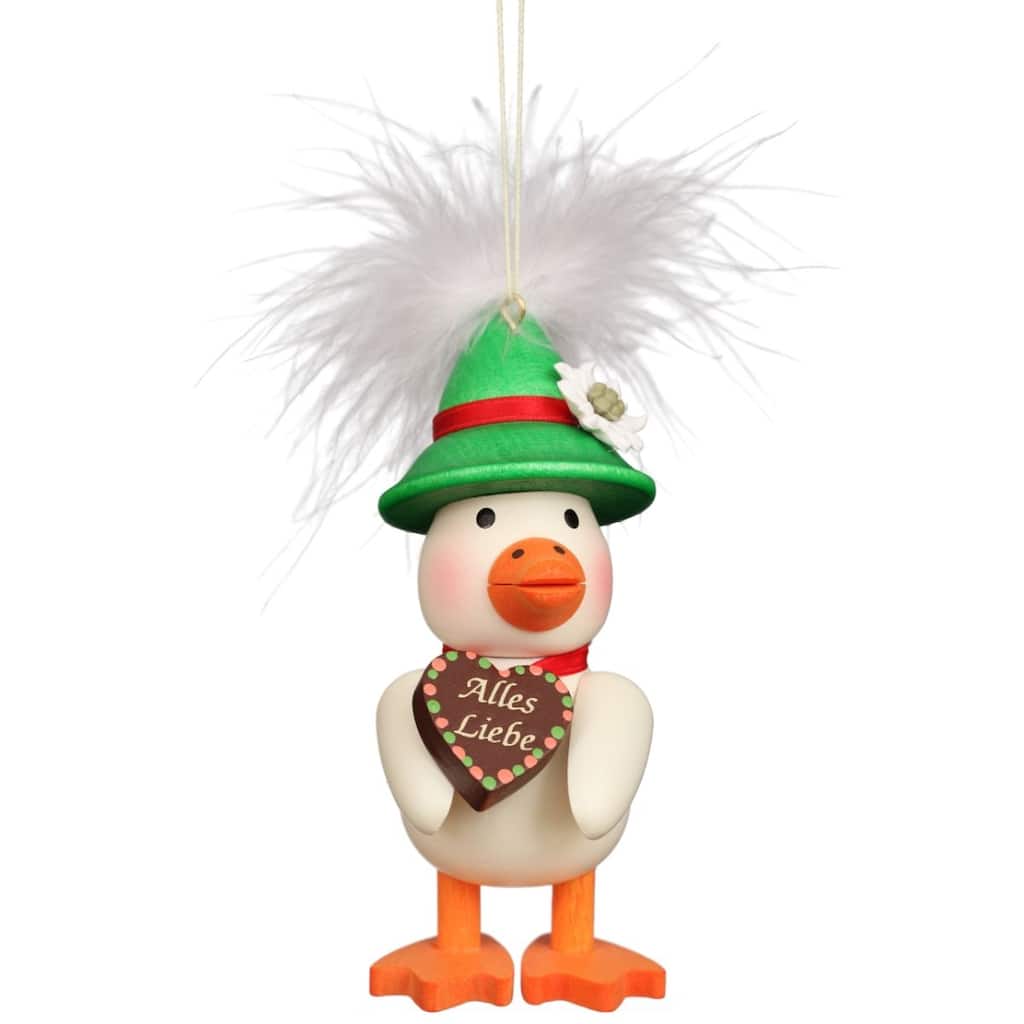4" White Orange Green Ducky Collectible Christian Ulbricht Ornament