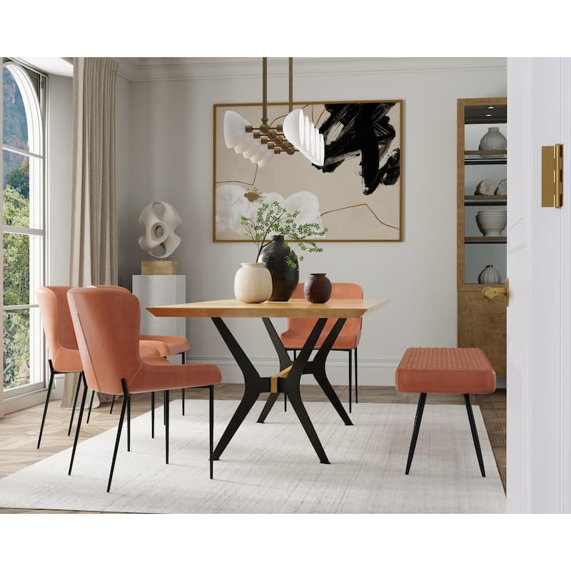 Dining Table with Veneer Top and Metal Black legs - Cherry