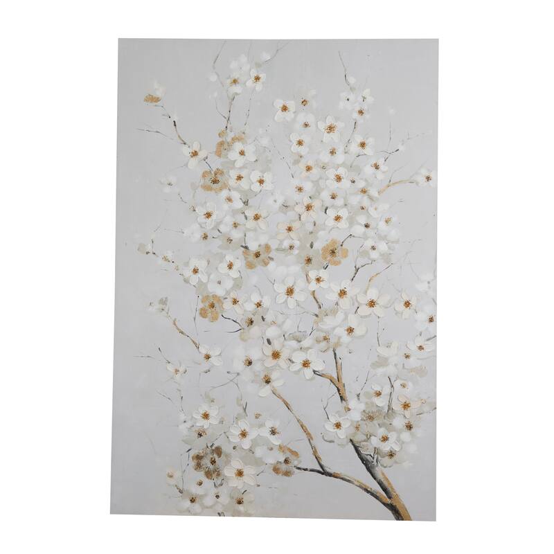 White Canvas Branch Floral Decorative Wall Art