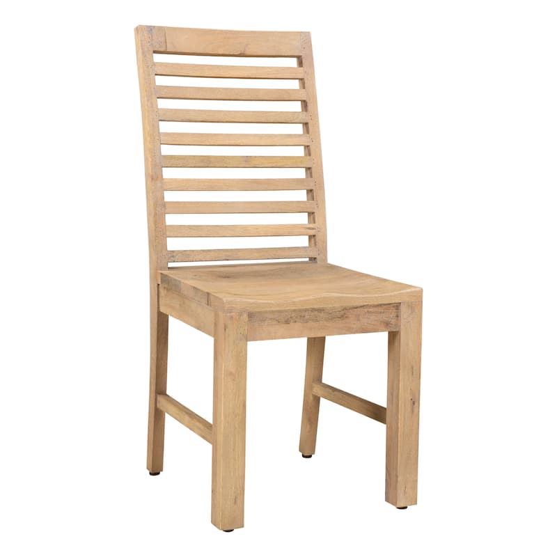 HomeRoots Set of Two Brown Solid Wood Ladder Back Dining Side Chairs - 17.5 in. x 39.5 in. x 17.5 in.