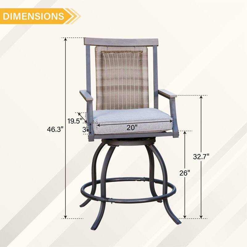 5-Piece Dining Bar Set, 4 Metal Swivel Bar Chairs and 1 Rectangular Metal Bar Height Table