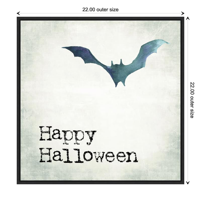 Amanti Art Happy Halloween Bat Grunge Framed Canvas Wall Art