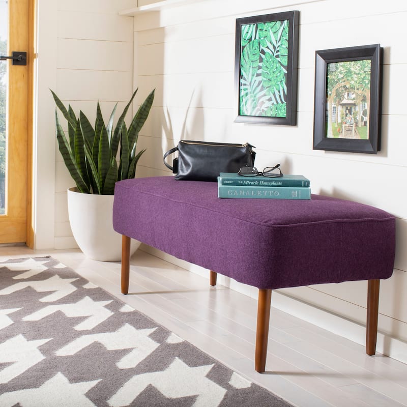SAFAVIEH Ariane Mid Century Orange Wool Bench - 39.6" x 19.9" x 18.3" - 40Wx20Dx18H - Plum