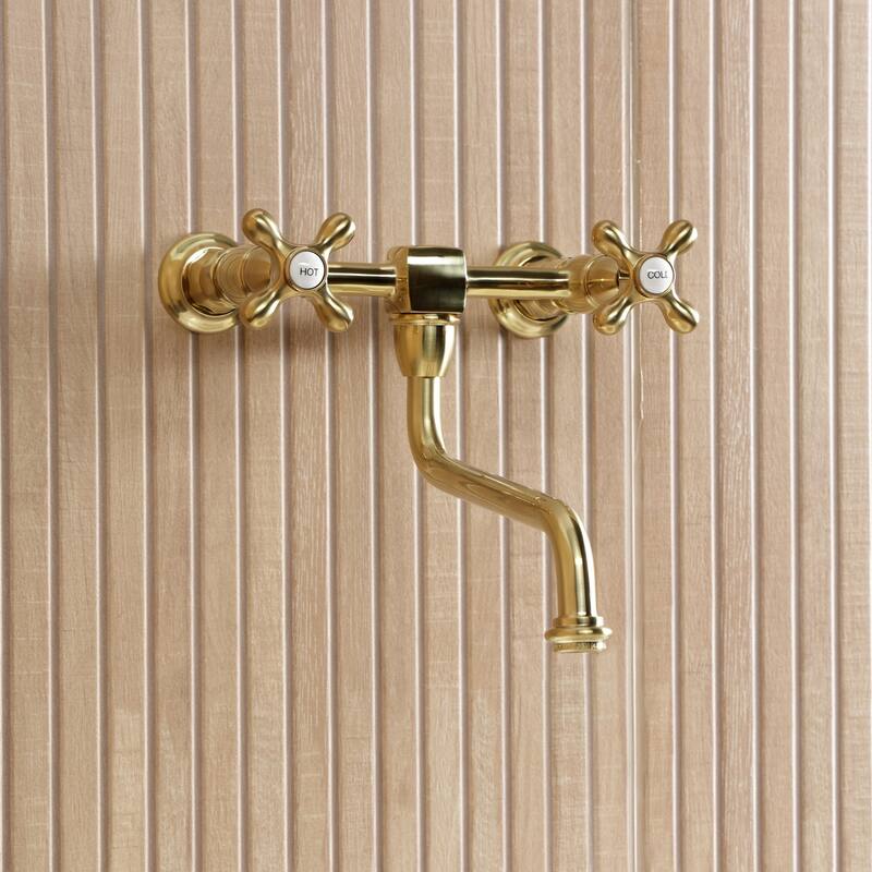 Kingston Brass Heritage Two-Handle 2-Hole Wall Mount Bathroom Faucet