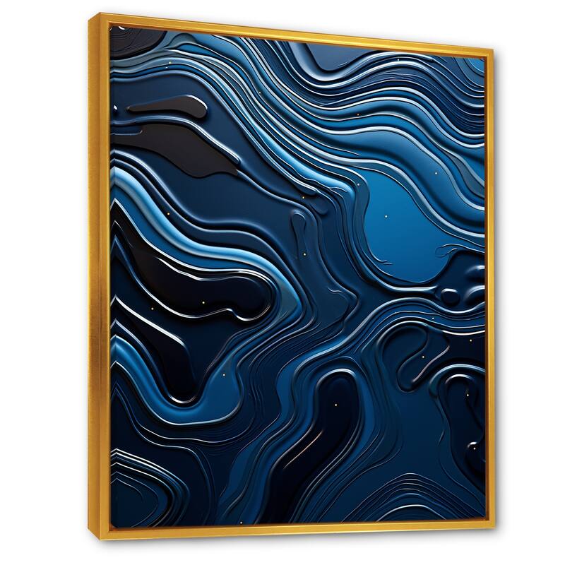 Designart "Dreamy Blue Ristretto Reverie " Abstract Shapes Framed Canvas Art Print