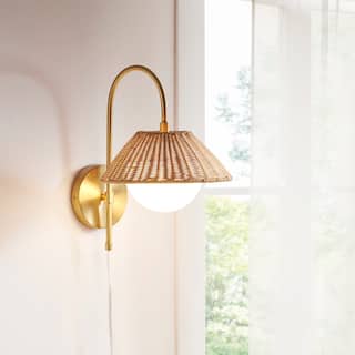 INK+IVY Laguna Gold Rattan Weave Shade Wall Sconce