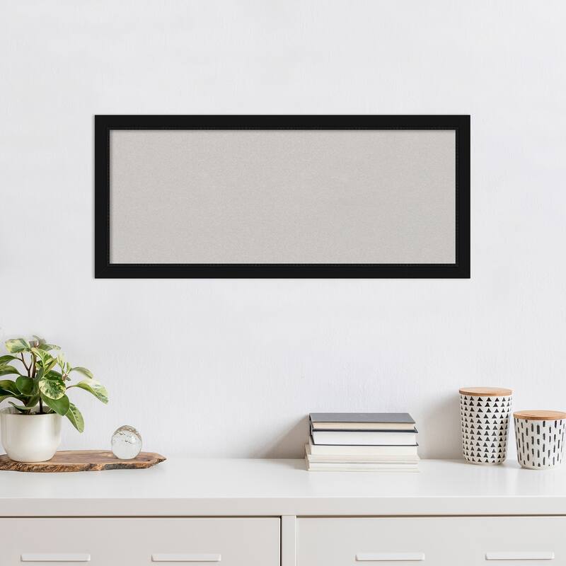 Avon Black Narrow Framed Grey Corkboard Bulletin Board, Organization Board, Pin Board