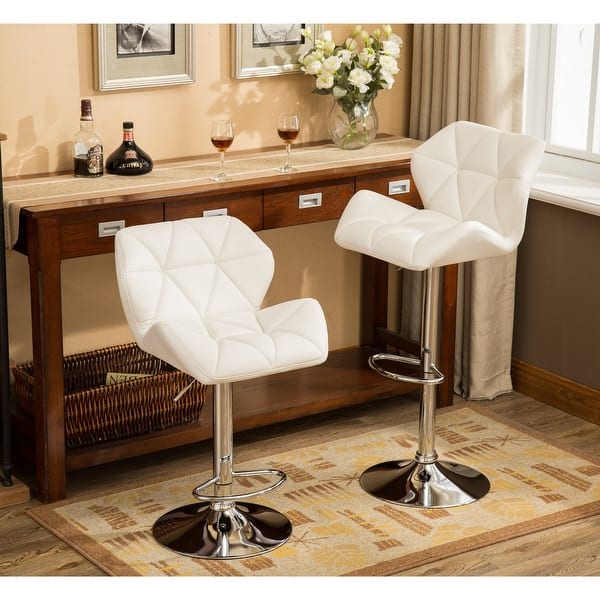 Shop Glasgow Faux Leather Tufted Adjustable Height Bar Stools Set Of 2 On Sale Overstock 16685278