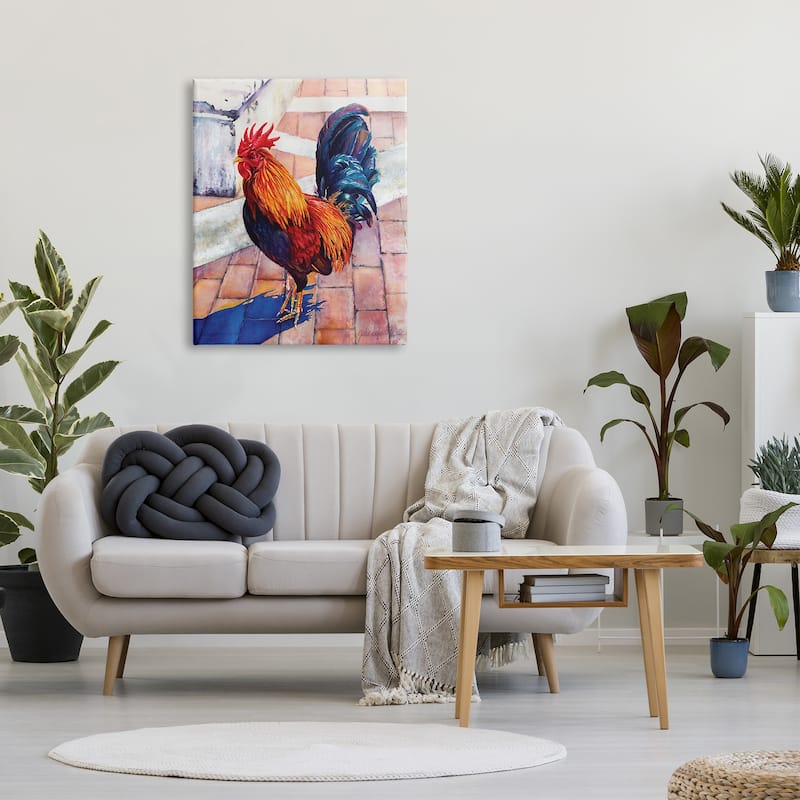 Stupell Rooster Standing on Bricks Canvas Wall Art Design by Julia McGrath