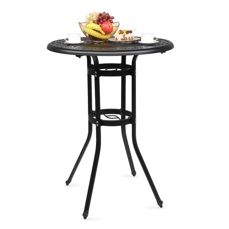 32" Bronze Aluminum Powder Coated Round Bar Table with 4 Legs Suitable for Indoor or Outdoor - 31.89”L x 31.89”W x 40.94"H