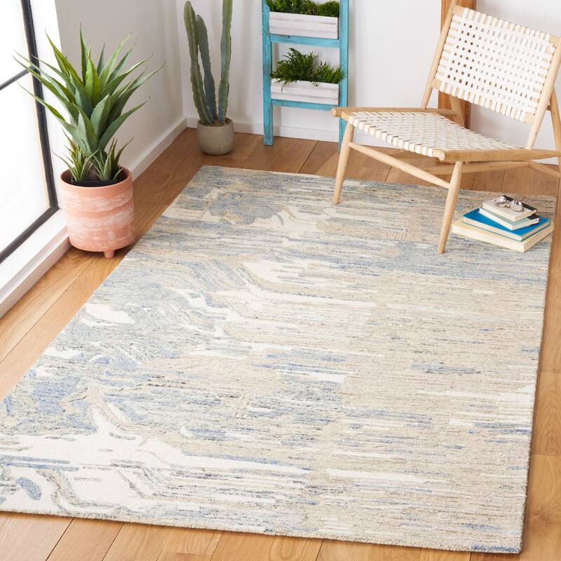 SAFAVIEH Handmade Metro Igballe Modern Abstract Wool Rug - 5' x 8' - Ivory/Natural