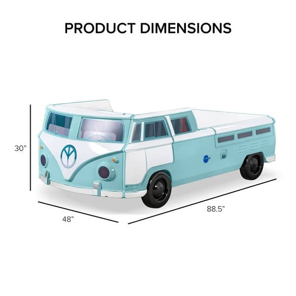 dimension image slide 1 of 2, Furniture of America Bobby Novelty Twin Peace Bus Kid Platform Bed with LED Headlights and Sound Functions