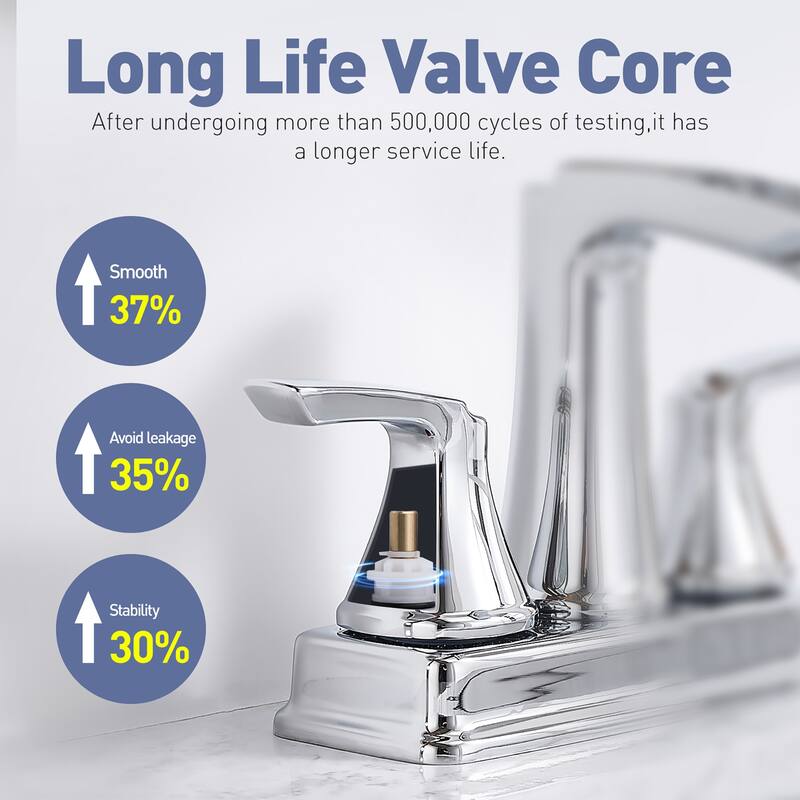 4 in. Centerset Double Handle Waterfall Bathroom Faucet with Pop-up Drain Kit Sink Vanity Basin Taps