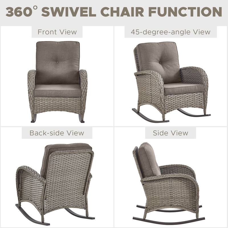 6-Piece Sofa with Rocking Chairs Ottomans Set