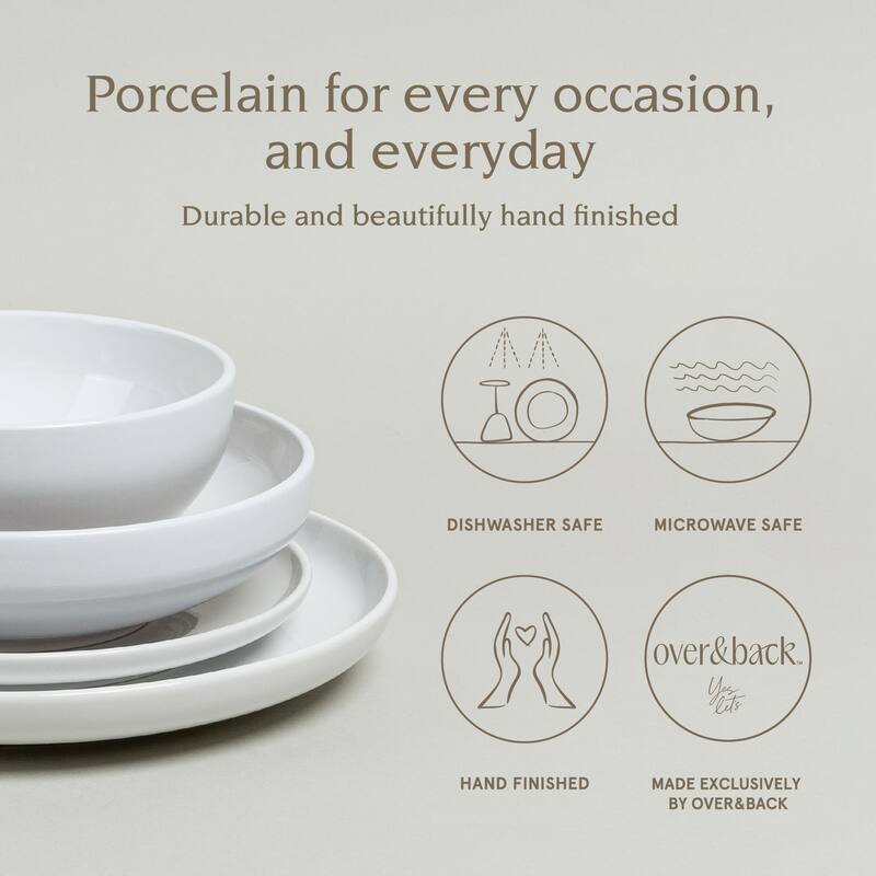 over&back Coupe Glossy Porcelain Dinnerware Set