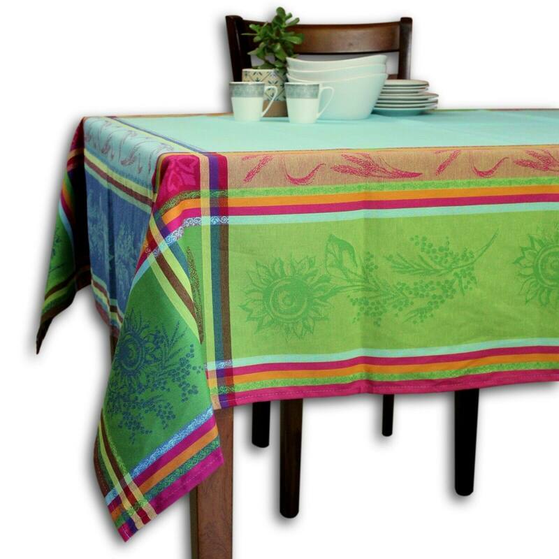 Wipeable French Spill Resistant Bayonne Jacquard Tablecloth - 62 x 98 in