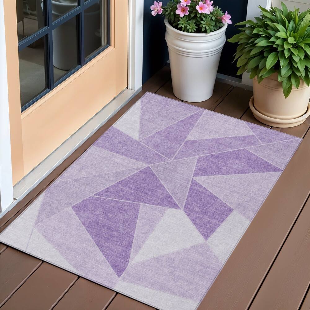 HomeRoots Geometric Transitional Rectangle Outdoor Rug