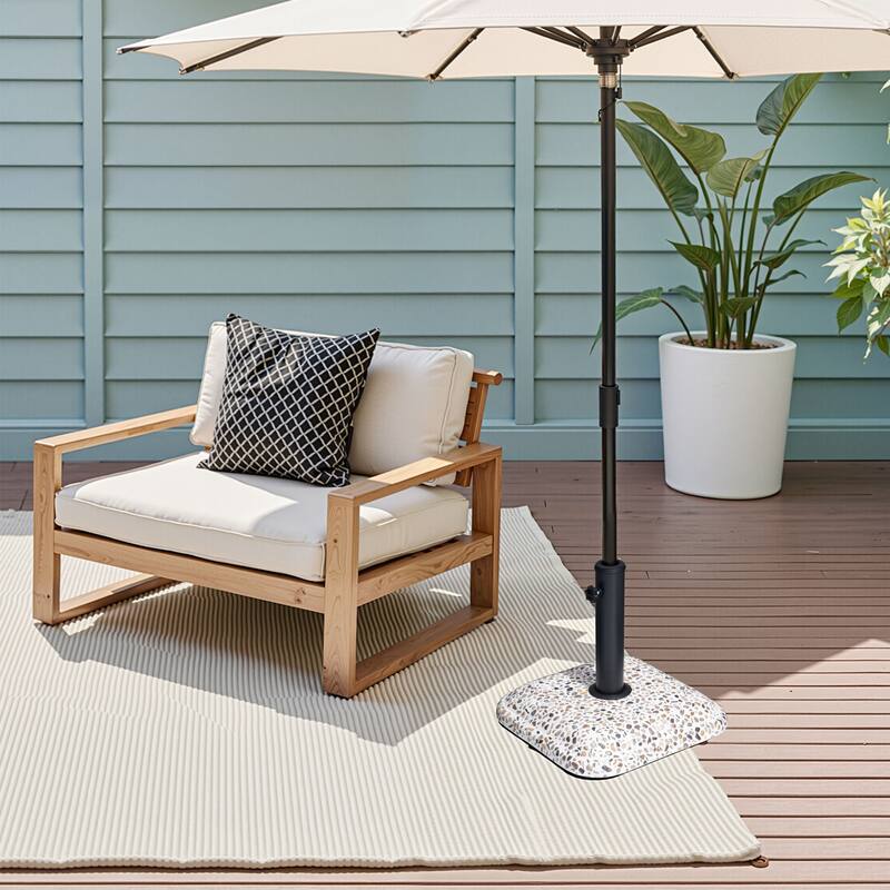 Pellebant Outdoor Patio Square Umbrella Base Concrete-Cobble Finish - N/A