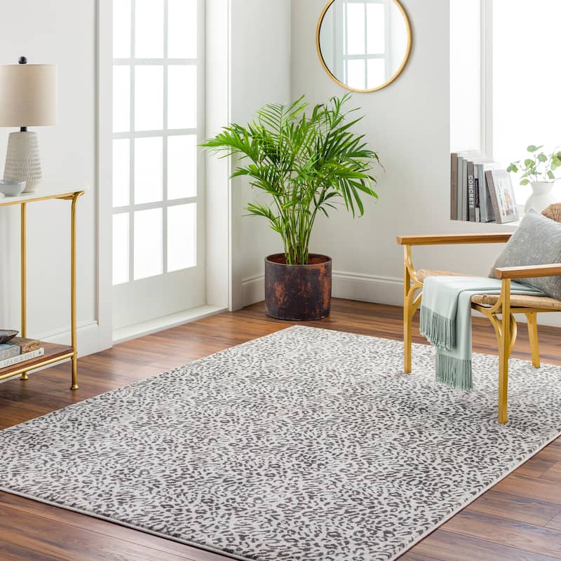 Brina Glam Animal Print Area Rug - 7' 10" x 10' 2" - Black/Slate