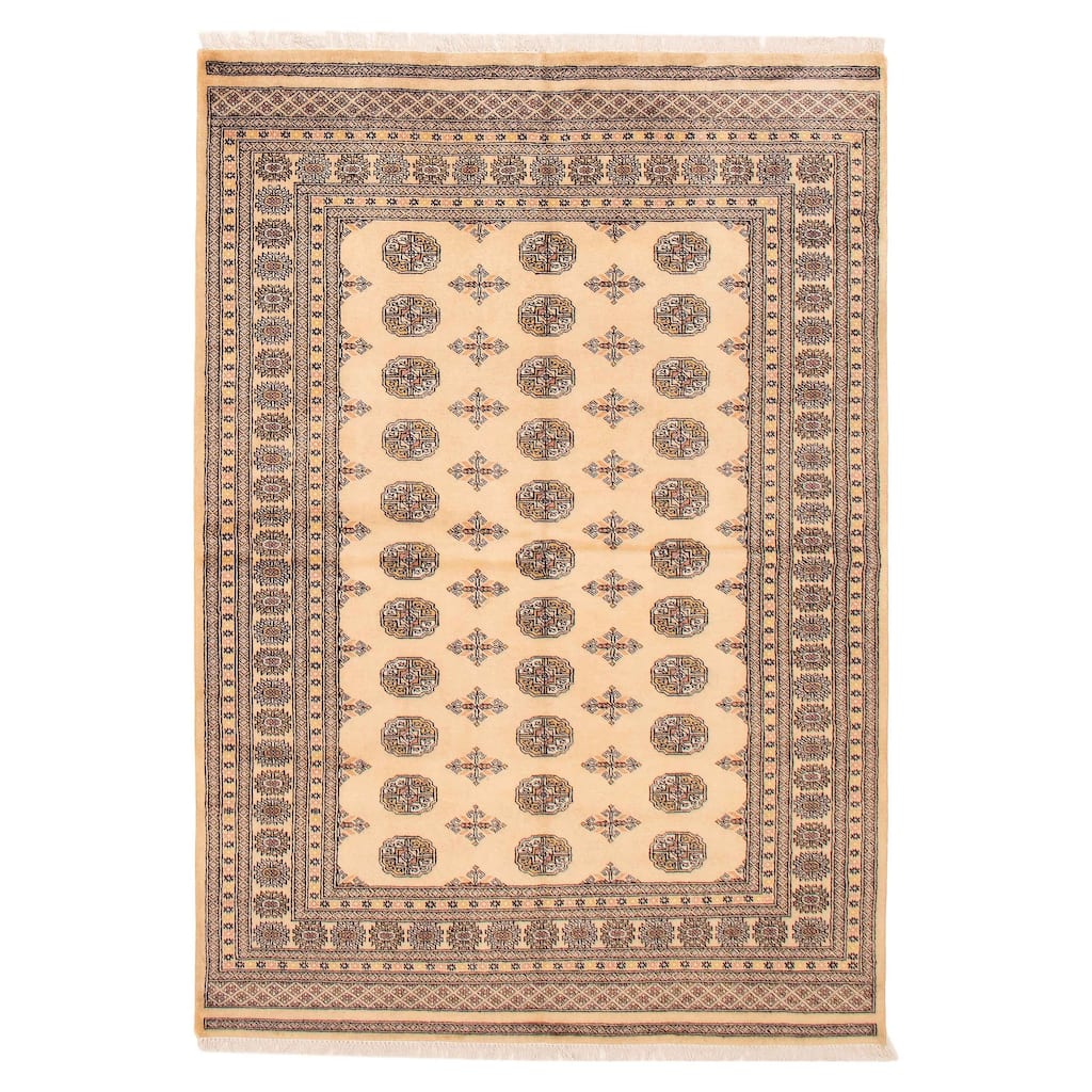 ECARPETGALLERY Hand-knotted Peshawar Bokhara Beige Wool Rug - 5'7 x 8'3