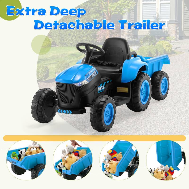 EROMMY Ride on Car Toys with Remote Control, Digger, Horn, Lights, Music Player, Safety Belt,