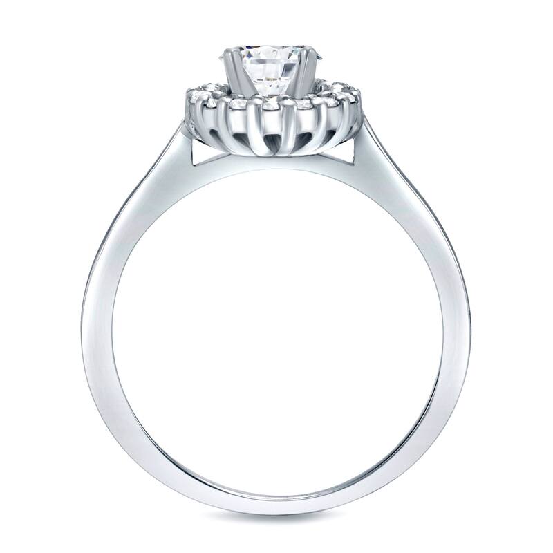 Auriya 14k Gold Round Halo Moissanite Engagement Ring 9/10ctw