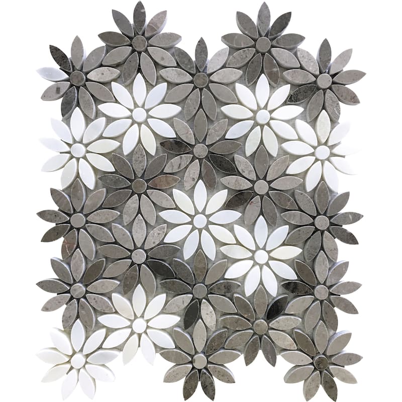 Apollo tile 11 x 12 Desert Hills Polished Eastern Brown White Marble Tile (4.46 sq ft/case) - 5 Pack