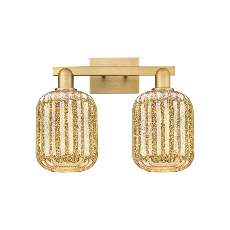 Innovations Lighting Downtown Urban - Preston - 2 Light 16" Jar Shade Bath Vanity Light - Mercury/Brushed Brass