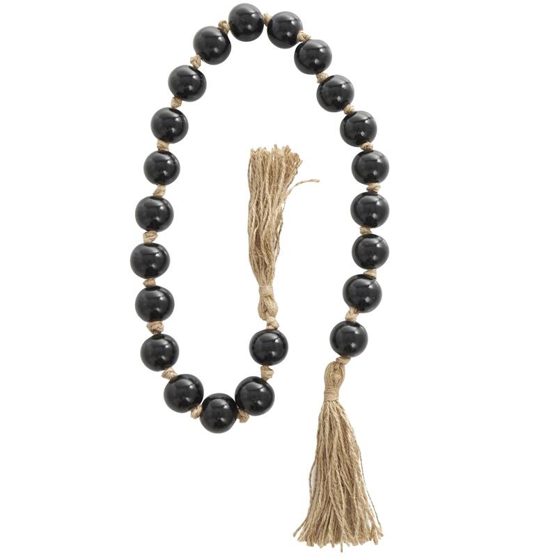 Glass Handmade Round Beaded Garland with Tassel with Knotted Brown Jute - Roche River Decor