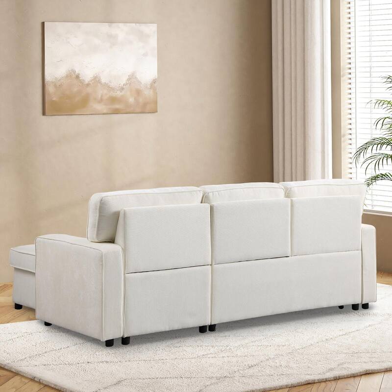 Upholstered Sleeper Sectional Sofa with Storage, USB Ports and Cup Holders, Multi-Functional Modern Sectional Sofa