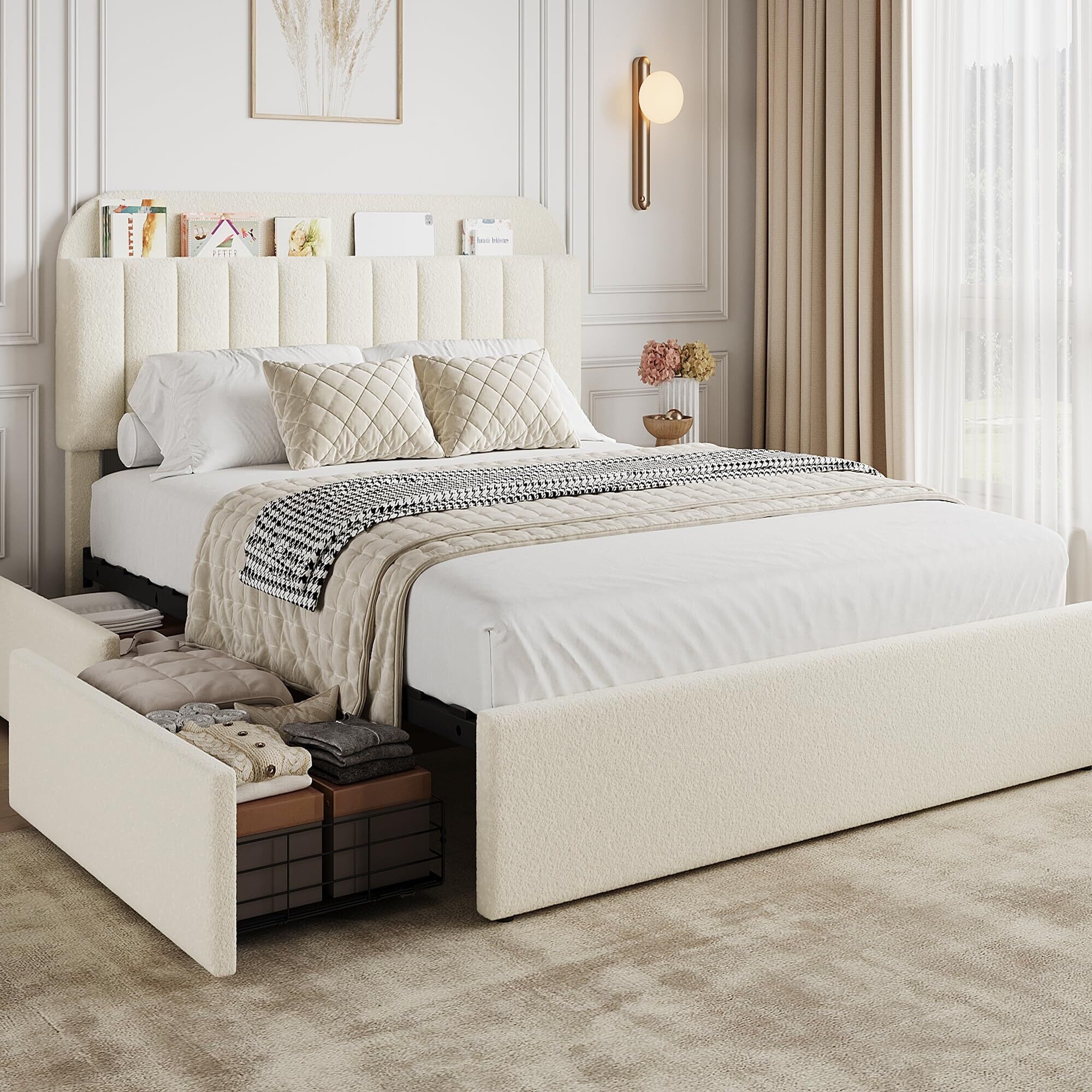 Bed Frame with Storage Headboard