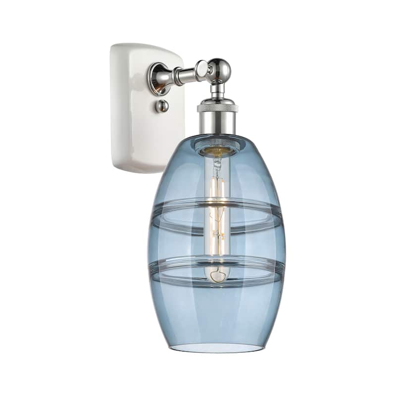 Innovations Lighting 516-1W-10-6 Vaz Sconce Vaz 10" Tall Wall Sconce - White Polished Chrome / Princess Blue