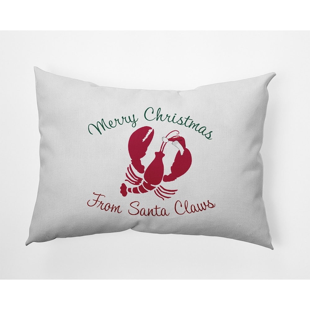 Santa Claws Lobster Beachy Christmas Indoor/Outdoor Throw Pillow