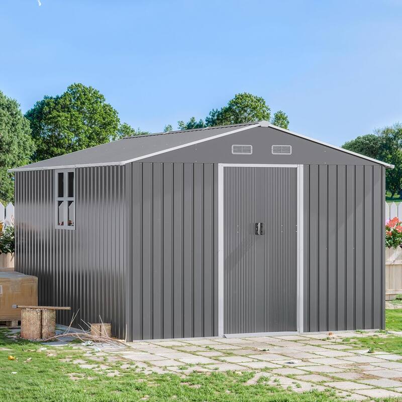 Outdoor Permanent Metal Storage Sheds for Gardening Tools, Patio Sheds Warehouse Vault