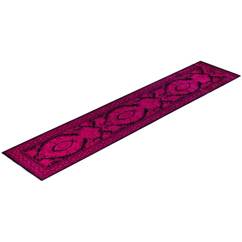 Overdyed One-of-a-Kind Hand-Knotted Area Rug - Pink - 2' 6" x 12' 3"