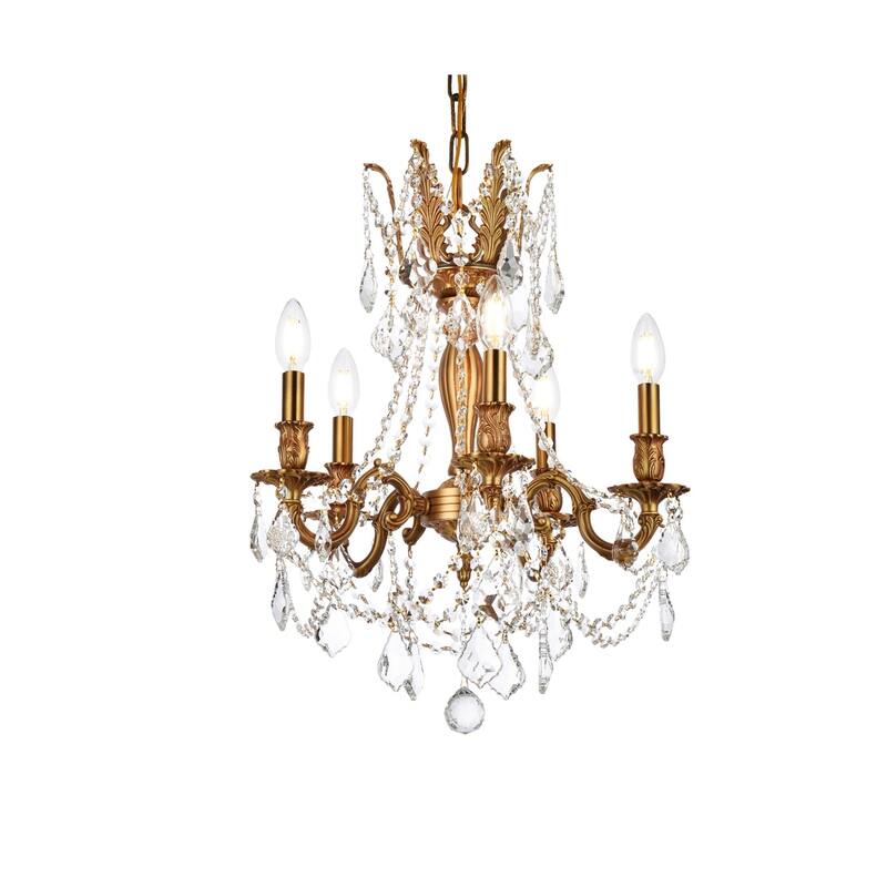 Somette Meilen 5-light Royal Cut Crystal and French Gold Chandelier