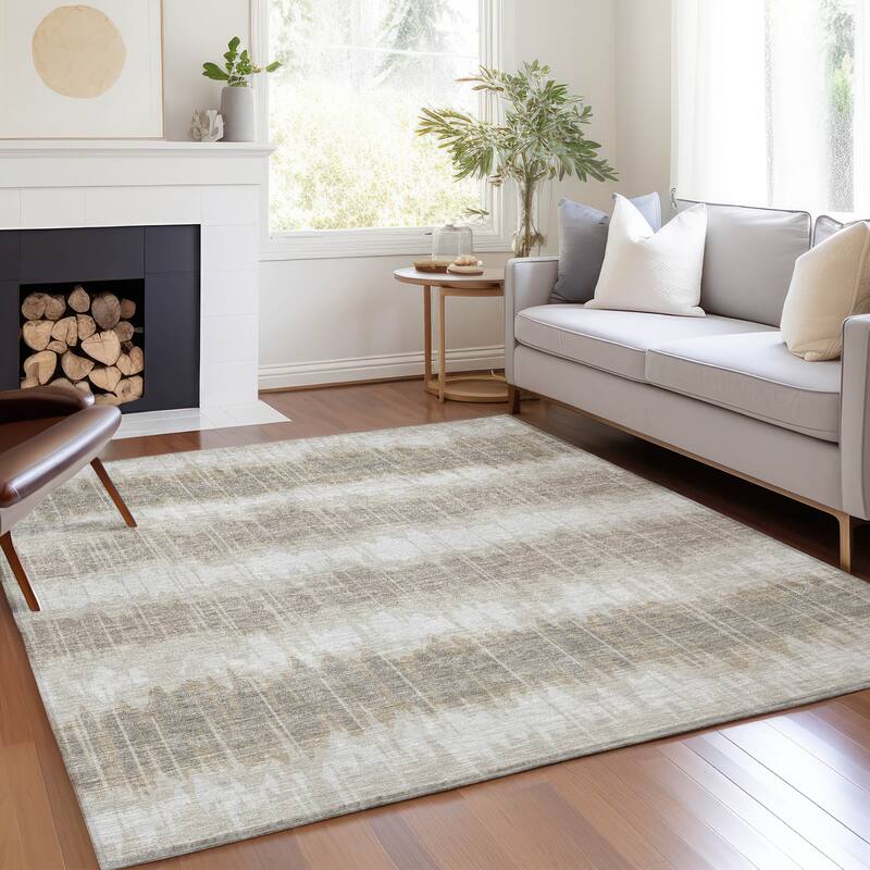 Machine Washable Indoor/ Outdoor Chantille Abstract Ombre Rug
