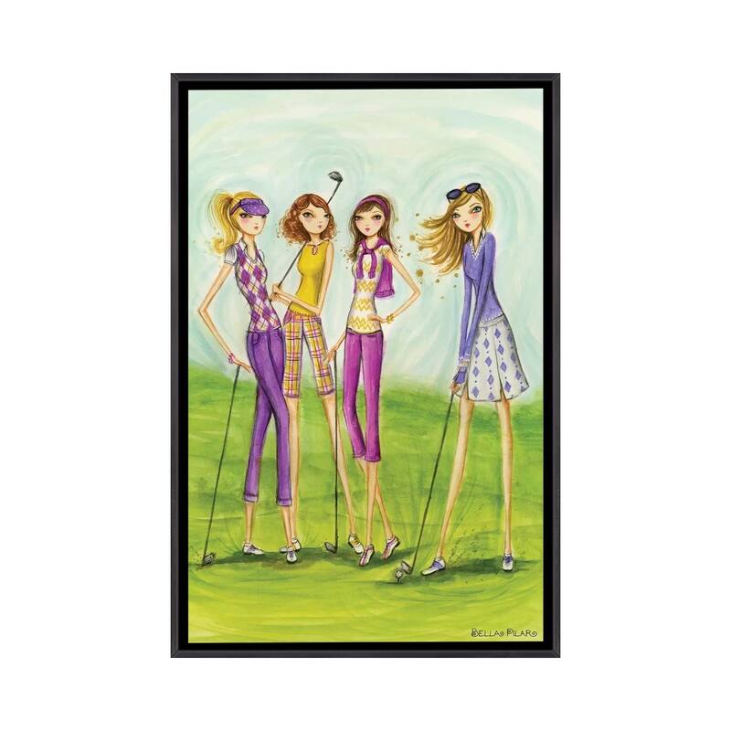 iCanvas "Ladies Golf In Style" by Bella Pilar Framed - Ebony - 48x32