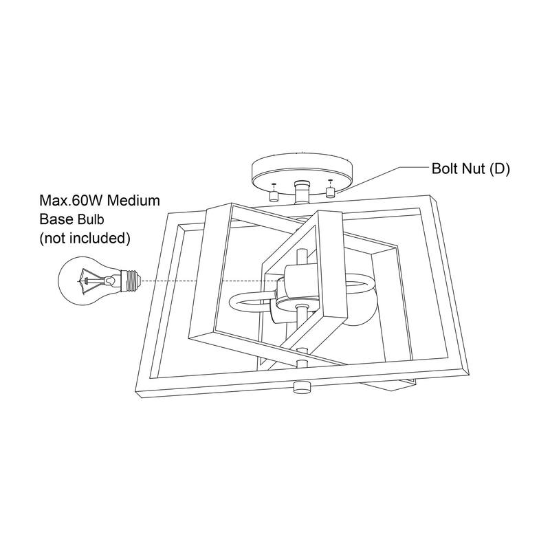 Semi Flush Mount Ceiling Light - Brass & Chestnut Finish - Modern Transitional Design - 11