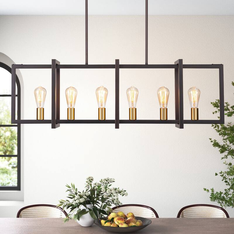 Black or Gold Farmhouse Rustic Kitchen Island Pendant Chandelier for Dining Room