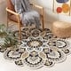 preview thumbnail 6 of 17, SAFAVIEH Handmade Novelty Urtza Ornate Flower Wool Rug 10' Round - Ivory/Black - Round