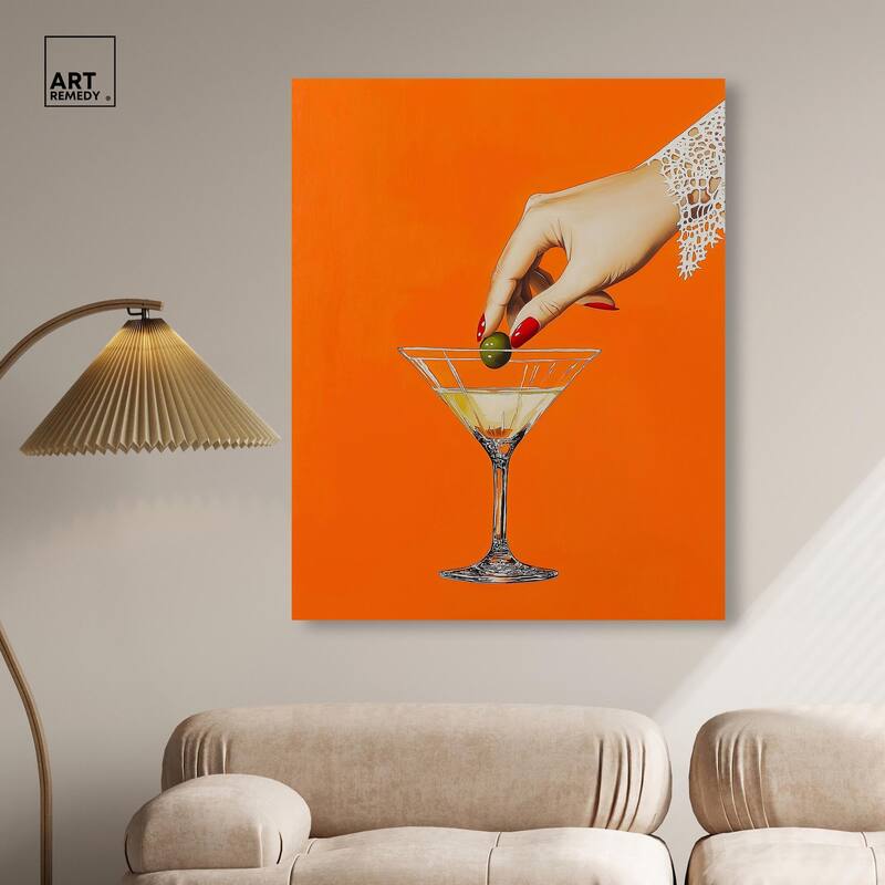 Orange Zest Martini Canvas by Art Remedy, Gallery Wrapped