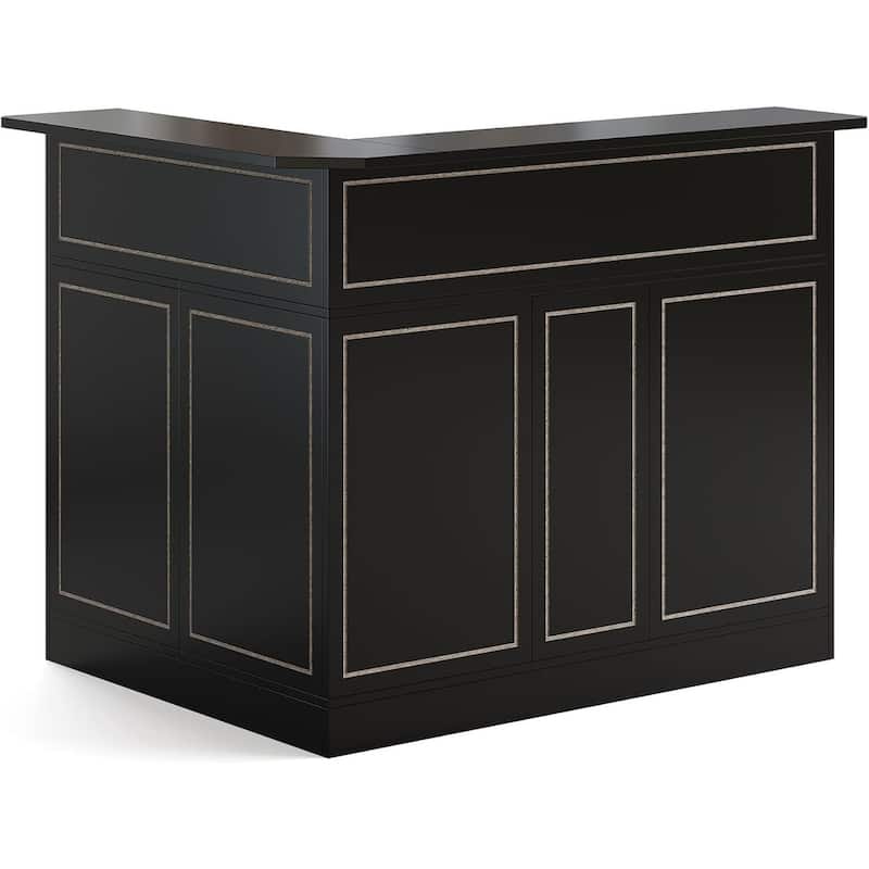 51.2" L-Shaped Home Bar Cabinet with Stemware Racks, 4-Tier Corner Bar Unit, Modern Liquor Wine Bar Table & Reception Desk