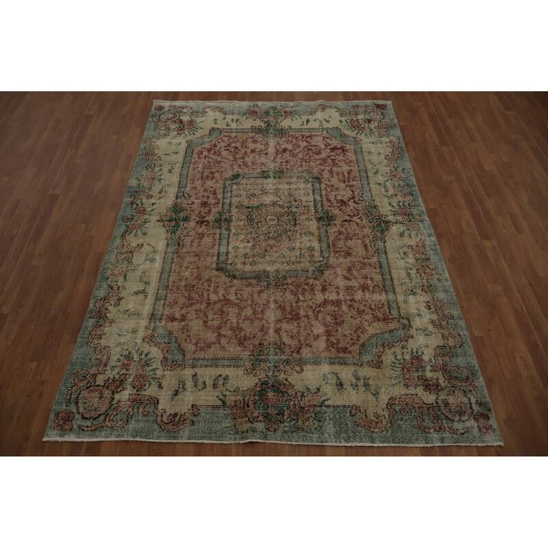 Hand Knotted Oriental 100% Wool Carpet Transitional Floral Brown Anatolian Area Rug - 9' 5'' X 6' 9''