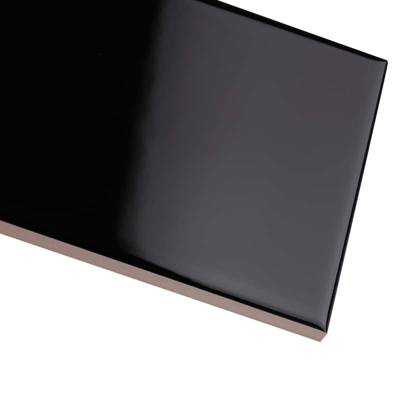 Merola Tile Crown Heights Glossy Black 3" x 6" Ceramic Wall Tile
