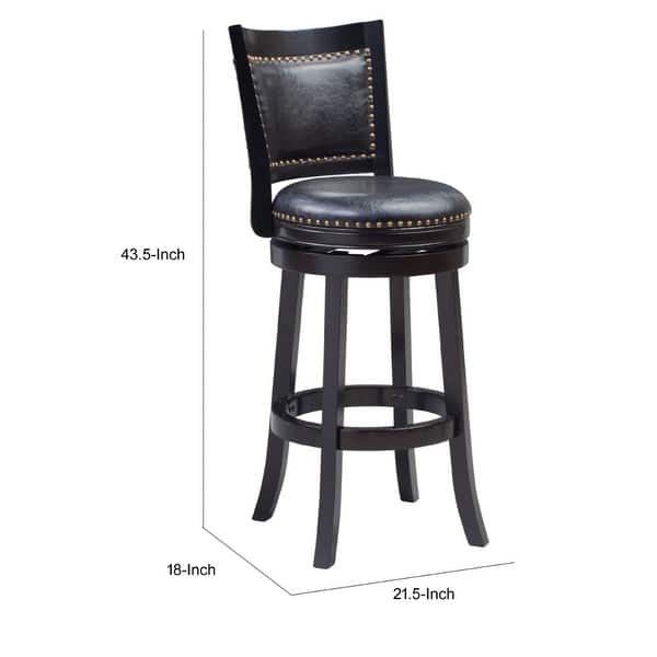 24 inch Swivel Counter Stool, Solid Wood, Faux Leather - 21.5 L x 18 W ...