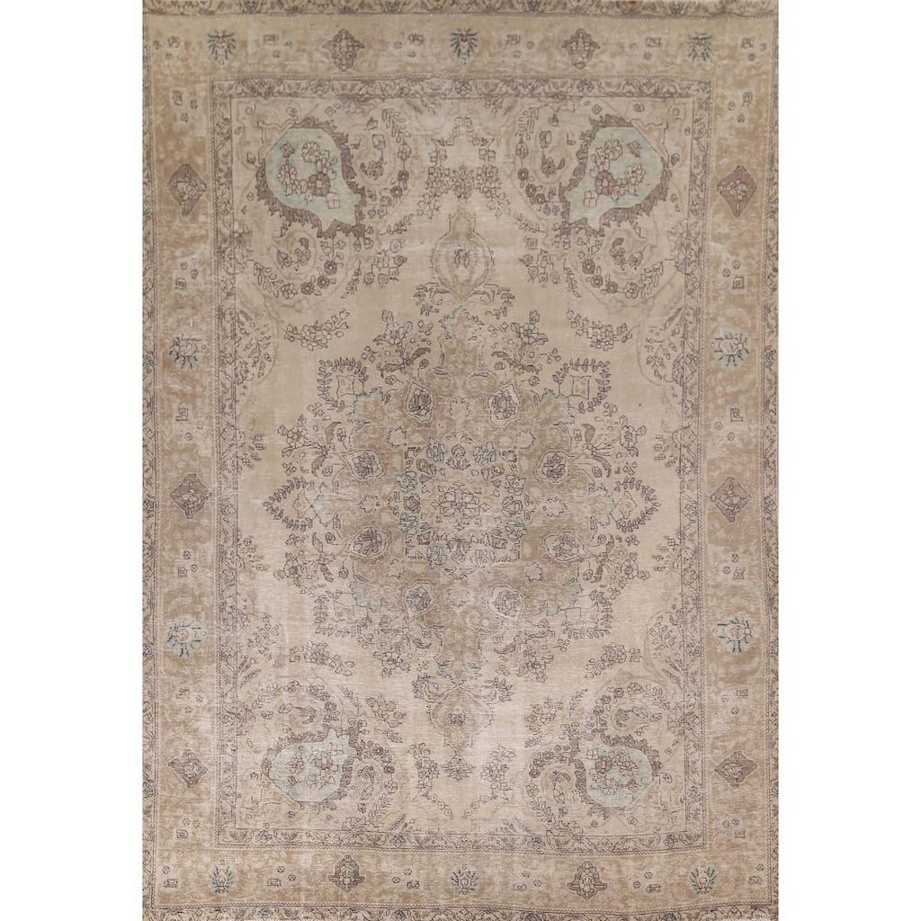 Tabriz Persian Antique Area Rug Handmade Wool Carpet - 9'5" x 12'2"