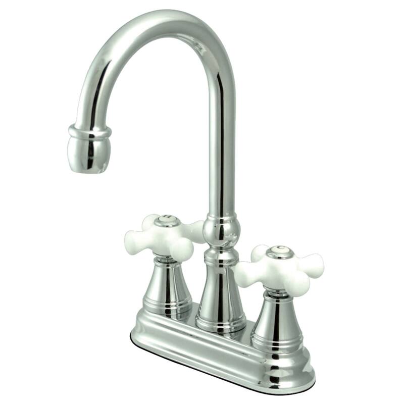 Kingston Brass Governor Centerset Bar Faucet with Porcelain Cross - Polished Chrome